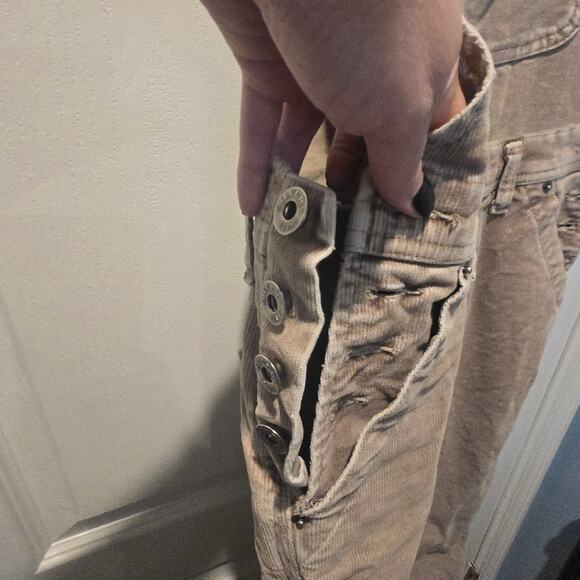 Silver Jeans Corduroy Overalls Beige sz 4 carpenter utility straight leg - Picture 3 of 11